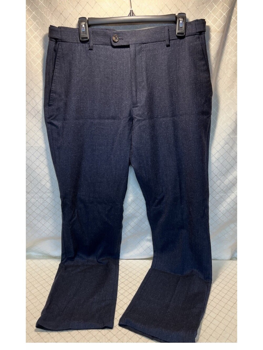 Tasso Elba Dress Pants Mens 34W X 32L Navy Blue Herringbone